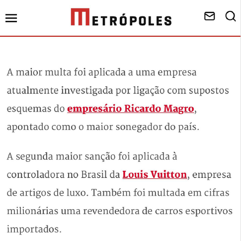 Noticia multas do COAF no jornal metropole
